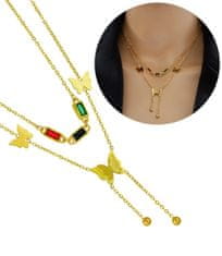 For Fun & Home Elegantný náhrdelník z chirurgickej ocele 316L, pozlátený 18-karátovým zlatom, dĺžka retiazok 43 a 39 cm