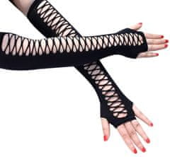 Camerazar Dlhé elastické rukavice v gotickom štýle, čierne, univerzálna veľkosť, maximálna dĺžka 41 cm