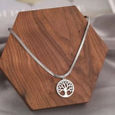 For Fun & Home Elegantný strieborný náhrdelník s príveskom stromu z chirurgickej ocele 316L, dĺžka 40 cm + predĺženie 5 cm