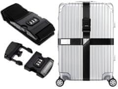 Camerazar Bezpečnostný pás na kufor s ochranou heslom, čierny, polypropylénový nylon, 200 cm