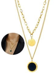 For Fun & Home Zlatý náhrdelník s čiernym očkom z chirurgickej ocele