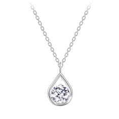 Flor de Cristal Strieborný náhrdelník so zirkónovými slzami - biely