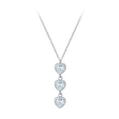 Flor de Cristal Strieborný náhrdelník so srdcom a zirkónmi - biely