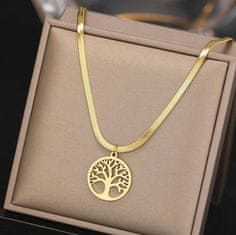 For Fun & Home Zlatý náhrdelník s elegantným stromom, 316L chirurgická oceľ, dĺžka 40 cm + predĺženie 5 cm, pozlátené 18K zlatom