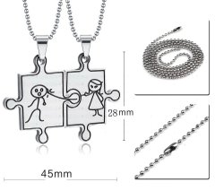 For Fun & Home Pár náhrdelníkov z chirurgickej ocele 316L, dĺžka retiazky 60 cm