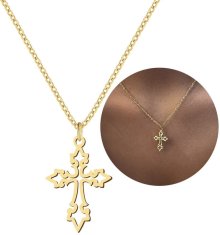 For Fun & Home Elegantný náhrdelník s krížikom, zlato, chirurgická oceľ 316L, dĺžka 45 cm