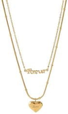 For Fun & Home Srdcový náhrdelník z chirurgickej ocele 316L, pozlátený 18-karátovým zlatom, dĺžka 38 cm