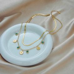 For Fun & Home Dvojitý náhrdelník s príveskami Zlatá chirurgická oceľ