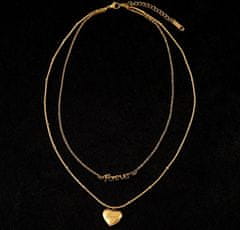 For Fun & Home Srdcový náhrdelník z chirurgickej ocele 316L, pozlátený 18-karátovým zlatom, dĺžka 38 cm