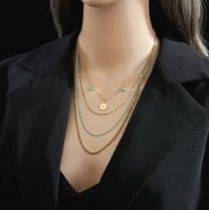 For Fun & Home Elegantný náhrdelník z chirurgickej ocele, zlatý a modrý, sada 4 retiazok s obručami