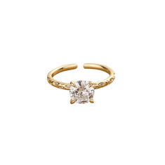 Flor de Cristal Strieborný prsteň Cristal s kubickými zirkónmi, pozlátený 14 K zlatom