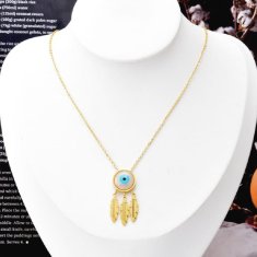 For Fun & Home Elegantný náhrdelník s lapačom snov z chirurgickej ocele pozlátenej 18K zlatom, dĺžka 40+5 cm, rozmery prívesku 3x1,5 cm