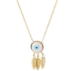 For Fun & Home Elegantný náhrdelník s lapačom snov z chirurgickej ocele pozlátenej 18K zlatom, dĺžka 40+5 cm, rozmery prívesku 3x1,5 cm
