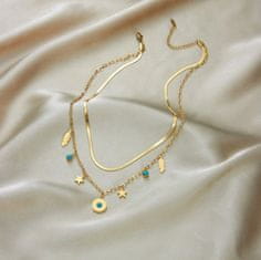 For Fun & Home Vintage dvojitý náhrdelník v zlatej farbe z chirurgickej ocele