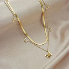 For Fun & Home Dvojitý náhrdelník s motýľmi z chirurgickej ocele v zlatej farbe