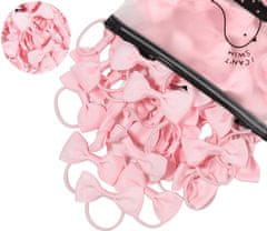 For Fun & Home Sada 20 ružových gumičiek do vlasov s mašľou, ručná výroba, rozmery 5,3 cm x 2,5 cm