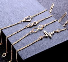 For Fun & Home Sada 4 zlatých náramkov s jeleňom, šperk z kovu, dĺžka 16-17 cm + 5 cm predĺženie