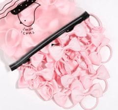 For Fun & Home Sada 20 ružových gumičiek do vlasov s mašľou, ručná výroba, rozmery 5,3 cm x 2,5 cm