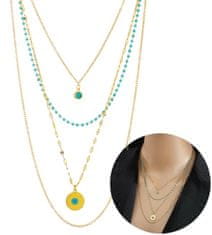 For Fun & Home Elegantný náhrdelník z chirurgickej ocele 316L, zlatý a modrý, sada 4 kusov