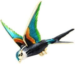 For Fun & Home Elegantná brošňa s farebným vtákom, šperková zliatina, 5x4 cm - Varianta 1