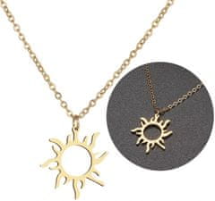 For Fun & Home Elegantný zlatý náhrdelník z chirurgickej ocele s príveskom slnka, dĺžka 45 cm