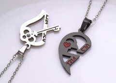 For Fun & Home Náhrdelník z chirurgickej ocele BEST FRIENDS s kľúčom Srdce, dĺžka 50 cm, antialergický