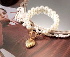 For Fun & Home Štýlový akrylový perlový náramok, zlatý, 20 cm, s príveskom v tvare srdca