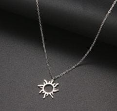 For Fun & Home Etnický náhrdelník Slnko z chirurgickej ocele 316L, strieborná farba, dĺžka 45 cm