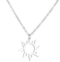 For Fun & Home Etnický náhrdelník Slnko z chirurgickej ocele 316L, strieborná farba, dĺžka 45 cm