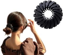 For Fun & Home Silná froté gumička do vlasov na drdol, čierna, plastová, priemer 6/10 cm