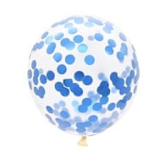 Camerazar Súprava 12 modrých a bielych balónov s konfetami a číslom 3, latex/fólia, 82 cm/43 cm x 44,5 cm/25 cm