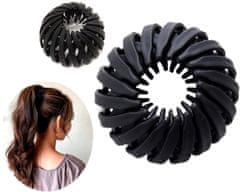 For Fun & Home Silná froté gumička do vlasov na drdol, čierna, plastová, priemer 6/10 cm