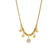 For Fun & Home Zlatý náhrdelník s príveskami z kubických zirkónov z chirurgickej ocele