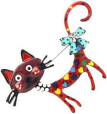 For Fun & Home Elegantná brošňa s mačkou vo farebnom dizajne, široká 6,4 cm, vyrobená zo šperkovej zliatiny