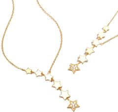 For Fun & Home Dlhý zlatý náhrdelník s hviezdičkami z chirurgickej ocele 316L, dĺžka 47 cm, zdobený bielymi zirkónmi