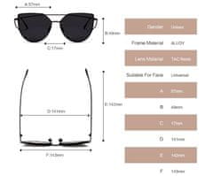 Camerazar Zrkadlové slnečné okuliare Cat's Eye, strieborné, kovové, filter UV400