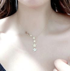 For Fun & Home Dlhý zlatý náhrdelník s hviezdičkami z chirurgickej ocele 316L, dĺžka 47 cm, zdobený bielymi zirkónmi