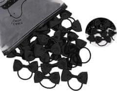 For Fun & Home Sada 20 čiernych gumičiek do vlasov pre dievčatá s mašľou, ručne vyrobené z mäkkého materiálu, veľkosť 5,3 cm x 2,5 cm