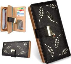 Camerazar Elegantná dámska peňaženka na zips, čierno-zlatá, z ekologickej umelej kože, 18,5x9,5x3 cm