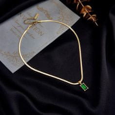 For Fun & Home Zlatý náhrdelník so zmijou a zeleným kameňom z chirurgickej ocele