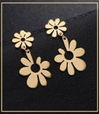 For Fun & Home Elegantné zlaté náušnice s príveskom kvetu z chirurgickej ocele 316L, pozlátené 18-karátovým zlatom, rozmery 10,5 x 10,5 cm a 15,5 x 19,5 cm