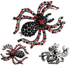 For Fun & Home Strieborná brošňa pavúk zdobená zirkónmi, veľkosť 3,9 cm * 3 cm, šperková zliatina
