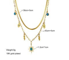 For Fun & Home Vintage elegantný dvojitý náhrdelník zlatej farby chirurgickej ocele