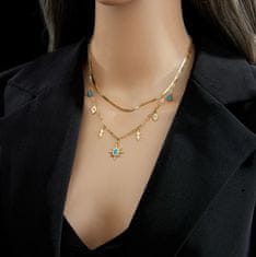 For Fun & Home Vintage elegantný dvojitý náhrdelník zlatej farby chirurgickej ocele