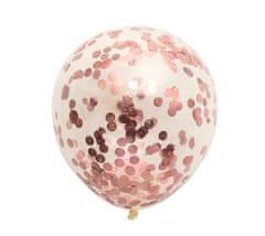 Camerazar Sada 10 ružových balónov s konfetami, latex a fólia, max. veľkosť 25 cm