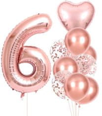 Camerazar Sada 10 ružových balónov k šiestym narodeninám - fólia a latex, veľkosť do 81 cm