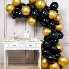 Camerazar Sada 50 latexových balónov Mix čiernej a zlatej farby, 30 cm