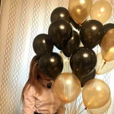 Camerazar Sada 50 latexových balónov Mix čiernej a zlatej farby, 30 cm