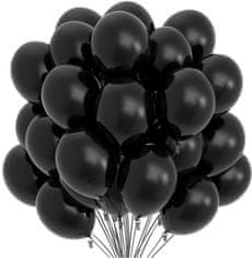 Camerazar Sada 50 čiernych latexových balónov, 30 cm, na narodeninovú alebo svadobnú oslavu
