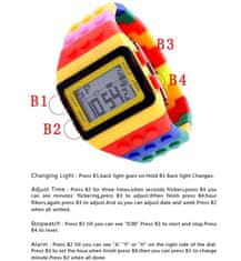 Camerazar Digitálne hodinky Jelly Watch s podsvietením, farebné, silikónový náramok, 23 cm